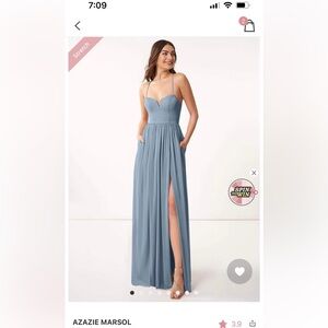 Azazie Marsol Bridesmaid Dress - Dusty Blue Size A14